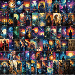 78pcs Magic Witch Moon Tarot Graffiti Stickers Cool Dark Goth Decals Toy DIY Scrapbook Bottle Phone Luggage Car Sticker (Online Order Only)