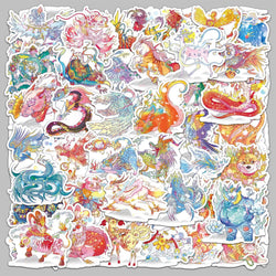 50Pcs Fantasy Creature Graffiti Stickers for Helmet, Wall, DIY Decoration (Online Order Only)