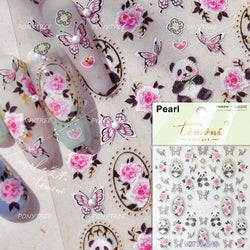 Metal Effect Rose Flower Pattern Totem Photo Frame Self Adhesive Nail Art Sticker Romantic Chic Wreath Rhinestone Manicure Decal (Online Order Only)
