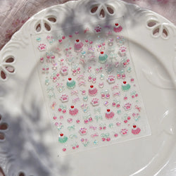 Colored Shiny Jelly Claw Paw Pudding Dessert Cherry Bowknot Cake Bow Tie Drink Food Love Heart Nail Art Sticker Manicure Decal (ONLINE ORDER ONLY)