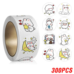 100-500pcs Children's Cartoon Animal Stickers Baby Stickers Kindergarten Inspirational Little Red Flower Reward Roll Stickers (ONLINE ORDER ONLY)