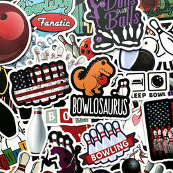 Cartoon Bowling Stickers for Suitcase, Skateboard, Laptop, Luggage, Phone, Car - 10/50Pcs Decals (Online Order Only)