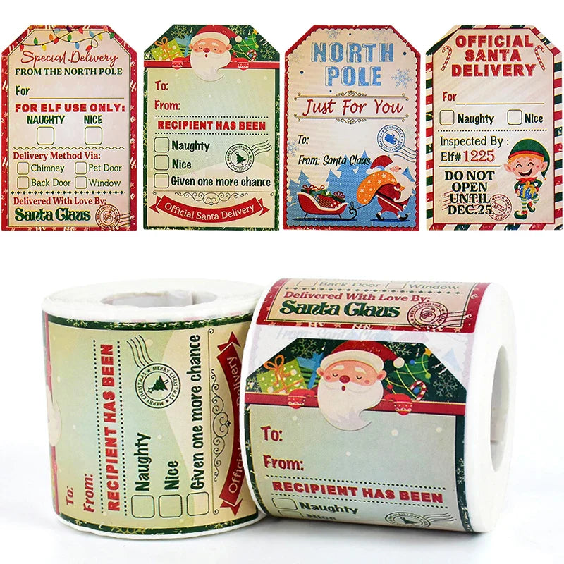 Merry Christmas Gift Tags Santa Claus Labels Sticker Roll (ONLINE ORDER ONLY)