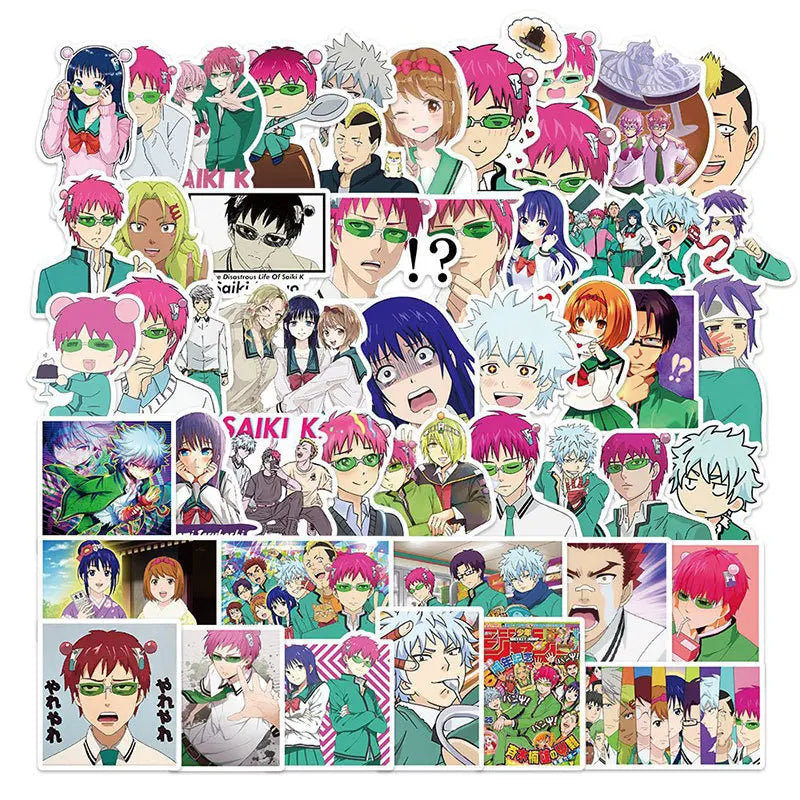 50pcs Saiki Kusuo Anime Stickers for Wall & Desktop Decoration with Storage Box (Online Order Only)