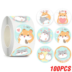 100-500pcs Cute Animal Encourage Sticker Kawaii Children Reward Stickers Creative School Supplies 2.5cm Circle Kids Toy Stickers (ONLINE ORDER ONLY)