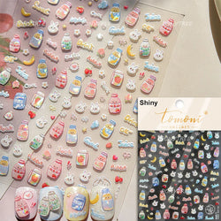 Soda Fruit Beverage Bottle Bear Watermelon Popsicle Dessert Ice Cream Cat Cherry Strawberry Bow Summer Nail Art Stickers Decals (ONLINE ORDER ONLY)