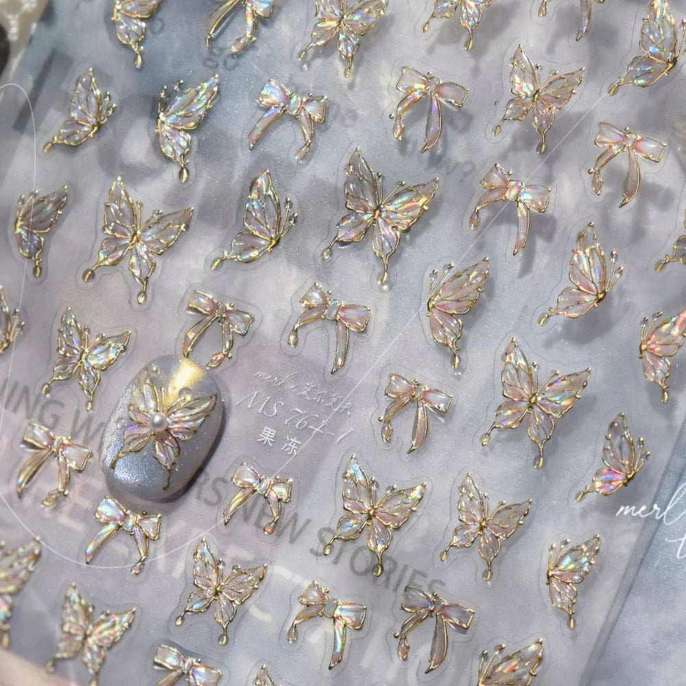 Bowknot Ribbon Butterfly Jelly Shiny Sparkling Delicate Charming Bow Tie 5D Nail Art Decorations Stickers DIY Manicure Decals (ONLINE ORDER ONLY)