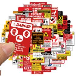 10/40/75pcs Funny Warning Stickers Danger Banning Signs Reminder Decals Skateboard Car Laptop Motorcycle Cool Waterproof Sticker (Online Order Only)