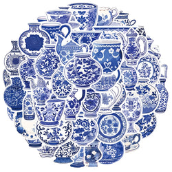 Blue White Porcelain Stickers Decals for Skateboard Laptop Phone Suitcase Bike (ONLINE ORDER ONLY)