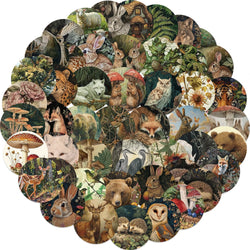 50pcs Retro Animal Stickers Vinyl Laptop Decals Cartoon Animals Stickers For Luggage Guitar Skateboard Diary Waterproof Graffiti (ONLINE ORDER ONLY)