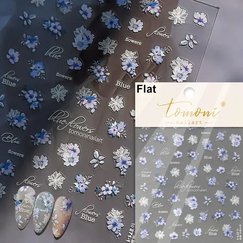 Hummingbird Iris Butterfly Peony Rose Tulip Daisy Lily Flowers Morning Glory Pearl Rhinestones Nail Art Sticker Decoration Decal (ONLINE ORDER ONLY)