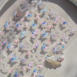 Oil Painting Style Rose Flowers Butterfly Wreath Floral Garland 5D Soft Relief Adhesive Nail Art Sticker Cute 3D Manicure Decals (ONLINE ORDER ONLY)