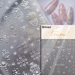 Retro Candlestick Holder Rose Rambler Birdcage Photo Frame Lace Self Adhesive Nail Art Sticker Charm Rhinestone Manicure Decal (Online Order Only)