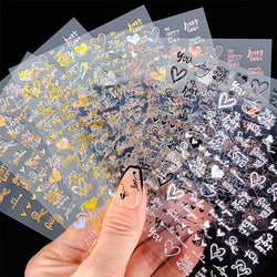 1PC Heart Love Design 3D Nail Art Sticker English Letter Self-Adhesive Slider Valentine's Day DIY Manicure Tips Accessories Tool (ONLINE ORDER ONLY)