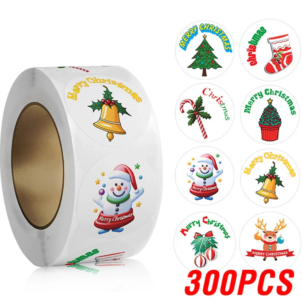 100-500pcs Cartoon Merry Christmas Sticker Santa Claus Tree Paper Label New Year Cute Snowman Stationery Stickers For Kids Gift (ONLINE ORDER ONLY)