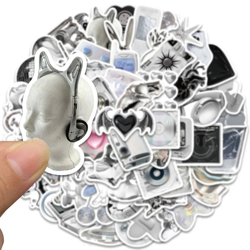 66pcs Korean Silvery Girly Stickers Pack Stationery Laptop Ipad Phone Sticker DIY Scrapbooking Supplies Journal Accessories (ONLINE ORDER ONLY)