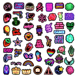 10/30/50PCS New Neon Stickers Cute Cartoon Mobile Phone Guitar Helmet Bottle Car Decal Graffiti Wallpaper Decoration Toy Gift (ONLINE ORDER ONLY)