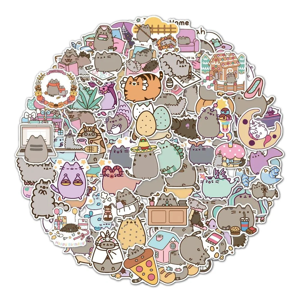 50/100PCS Cute Kawaii Cat Stickers Aesthetic Laptop Phone Water Bottle Waterproof Graffiti Decal Sticker Packs Kid Toy (ONLINE ORDER ONLY)