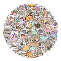 50/100PCS Cute Kawaii Cat Stickers Aesthetic Laptop Phone Water Bottle Waterproof Graffiti Decal Sticker Packs Kid Toy (ONLINE ORDER ONLY)