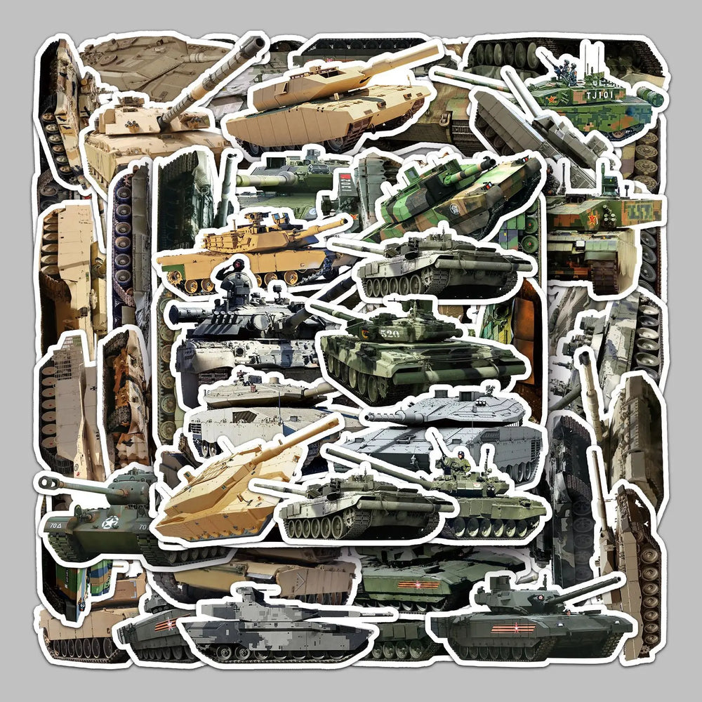 50Pcs Cartoon Tank Military Graffiti Stickers for Helmet Wall DIY Decoration (ONLINE ORDER ONLY)