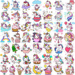 50 PCS Cute Unicorn Temporary Tattoos For Girls Kids Face Waterproof Fake Tattoo Sticker Cartoon Birthday Gifts Tatoos Body Art (ONLINE ORDER ONLY)