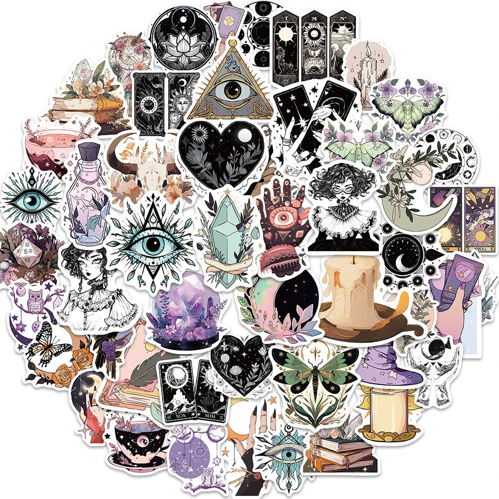10/30/50PCS Gothic Magic Witch Stickers Aesthetic Graffiti DIY Phone Laptop Scrapbook Suitcase Bike PVC Watrproof Decals Kid Toy (ONLINE ORDER ONLY)