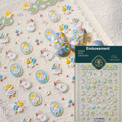 Cute Duck Pear Bowknot Mini Flower Duckling Line Bow Photo Frame Seal Stamp Figure Self Adhesive Nail Art Sticker Manicure Decal (ONLINE ORDER ONLY)