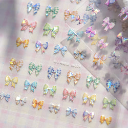 Colourful Grid Bowknot Charming Silk Ribbon Tie Chic 5D Self Adhesive Nail Art Sticker Sparkle Crystal Rhinestone Manicure Decal (ONLINE ORDER ONLY)