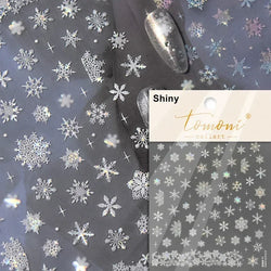 Dressy Embossment Colorful Gradient Snowflakes Laser Silver Christmas Tree Winter Bowknot Santa Nail Art Stickers Manicure Decal (Online Order Only)