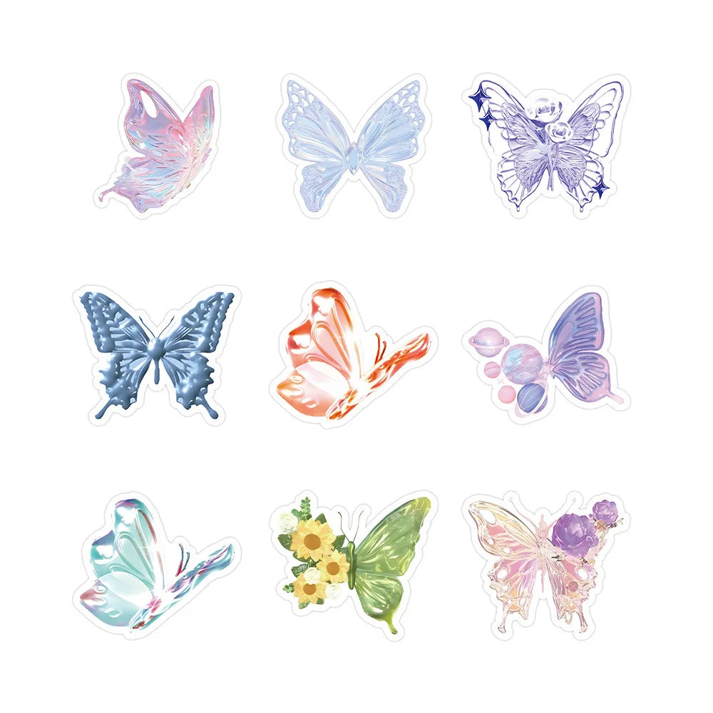 10/30/50PCS Cute Butterfly Stickers Aesthetic Graffiti DIY Waterproof Skateboard Phone Fridge Phone Guitar Bike Graffiti Kid Toy (ONLINE ORDER ONLY)
