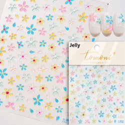 Vibrant and Lively Pullulate Purple Blue Snow Orchid Flower Garden Springtime Adhesive Nail Art Sticker Chic 3D Manicure Decals (Online Order Only)