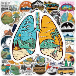 10/30/50PCS Forest Hiking Camping Stickers Outdoor Explore Mountain Climbing DIY Travel Suitcase Laptop Helmet Bike Sticker Toys (ONLINE ORDER ONLY)