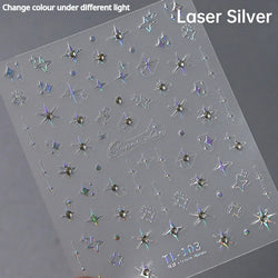 Dreamy Moon Star Cloud Butterfly Starrylight Rhinestone 5D Soft Embossed Relief Nail Art Sticker 3D Decal Decoration Manicure (ONLINE ORDER ONLY)