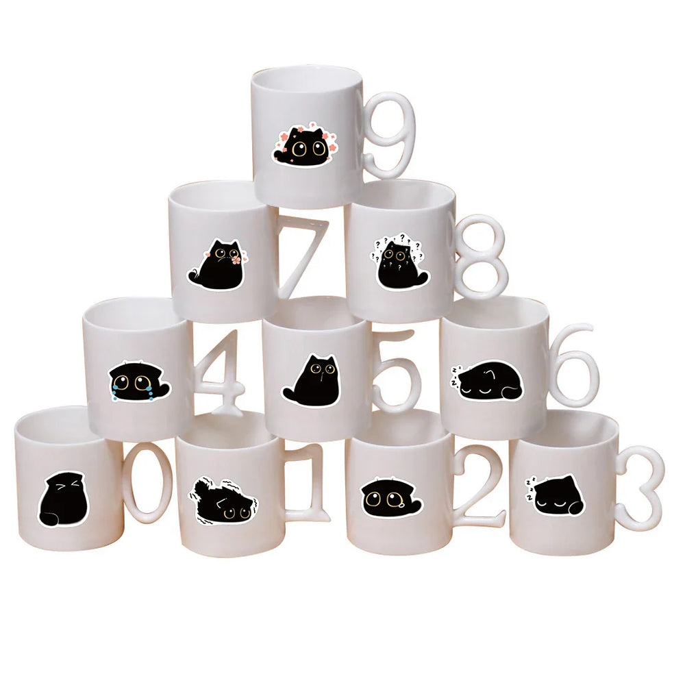 40PCS Cute Little Black Briquette Cat Stickers Waterproof Cartoon Decoration Laptop Cup Phone Suitcase Kids Gift Toy Decal (ONLINE ORDER ONLY)