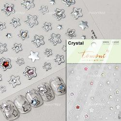 Punk Star Shiny Laser Five-pointed Star White Black Pink Hollow Out Delicate Sparkle Adhesive Nail Art Stickers Manicure Decals (ONLINE ORDER ONLY)