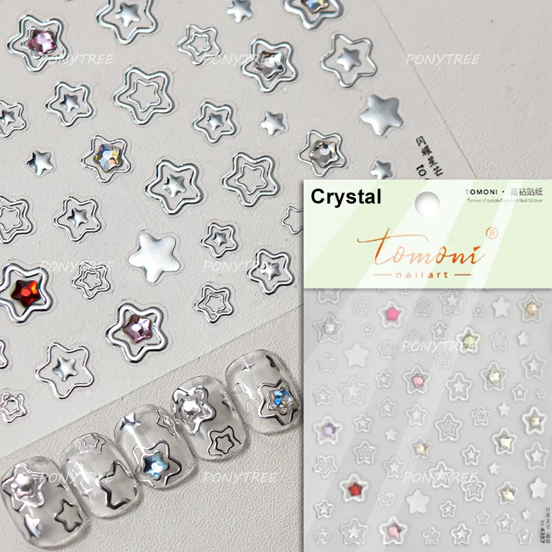 Black Punk Star Heart Laser Stroke Dark Wind Sexy Water Droplet Delicate Adhesive Nail Art Decorations Stickers Manicure Decals (ONLINE ORDER ONLY)