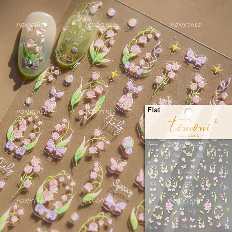 Antique Pear Blossom Peach Blossom Flower Swallow Pattern Adhesive Nail Art Stickers Spring Vibrant and Lively Manicure Decals (ONLINE ORDER ONLY)
