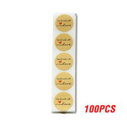 100-500pcs Round Natural Kraft Handmade Stickers Scrapbooking For Package Adhesive Thank You Sticker Seal Labels Stationery (ONLINE ORDER ONLY)