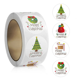 100-500pcs White Merry Christmas Sticker Holiday Party New Year Decoration Gift Box Seal Sticker Baking Label Packaging Sticker (ONLINE ORDER ONLY)