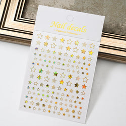 1 Sheet Star Nail Art Stickers 3d Self Adhesive Nail Decals Black White Golden Silver Color Star Design Nail Supplies Accessory (ONLINE ORDER ONLY)