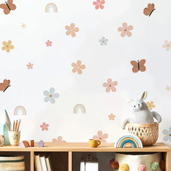 Boho Watercolor Rainbow Butterfly Nursery Wall Stickers Decor Decals (Online Order Only)