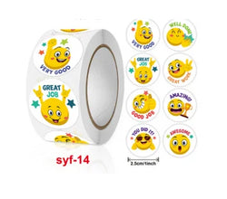 Smile Face Sticker 500 Pcs/roll For Kids Reward Sticker Yello Green Red Labels Happy Smile Face Expression Sticker Kids Toys (ONLINE ORDER ONLY)