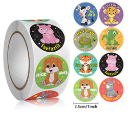 100-500pcs Kids Cute Animals Round  Reward stickers for Children Teaching Toy Gift Card Party Packaging Wrapping Labels (Online Order Only)