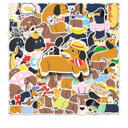 50pcs Dachshund Stickers for Laptop, Phone, Car, Scooter, Suitcase, Water Bottle, Refrigerator, Stationery (Online Order Only)