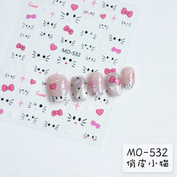 Lovely Cartoon Halo Dyeing Cat Bowkbot Paw Kitten Star Love Charming Self Adhesive Nail Art Sticker Cute Animals Manicure Decal (ONLINE ORDER ONLY)