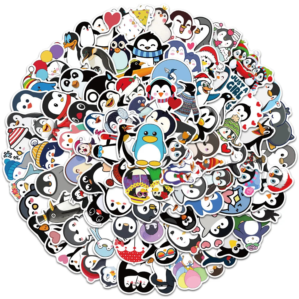 50/100pcs Cute Cartoon Animals Penguin Stickers Kids Toy Waterproof Graffiti For Laptop Water Bottle Phone Bicycle Car Decals (ONLINE ORDER ONLY)
