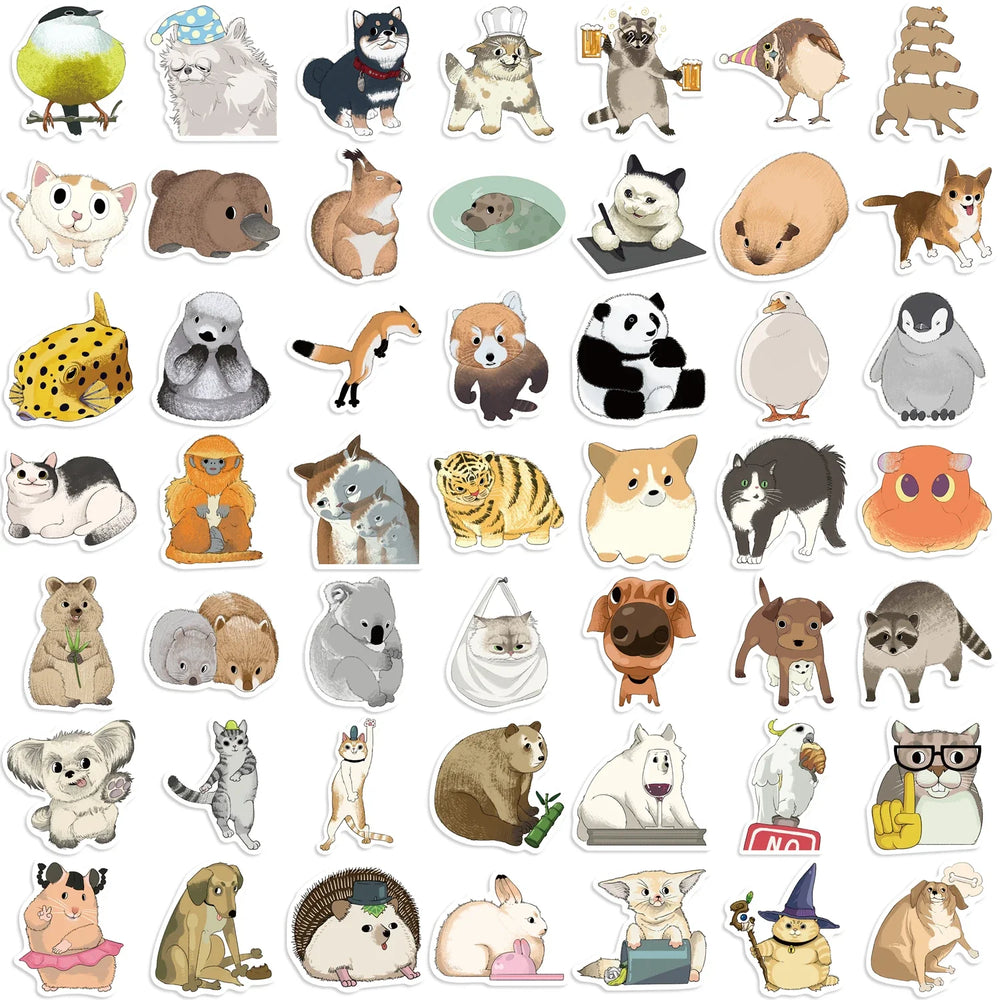 50PCS Mixed Animals Rabbit Panda Cat Sticker Aesthetic DIY Korean Stationery Decoration Scrapbooking School Supplies (ONLINE ORDER ONLY)