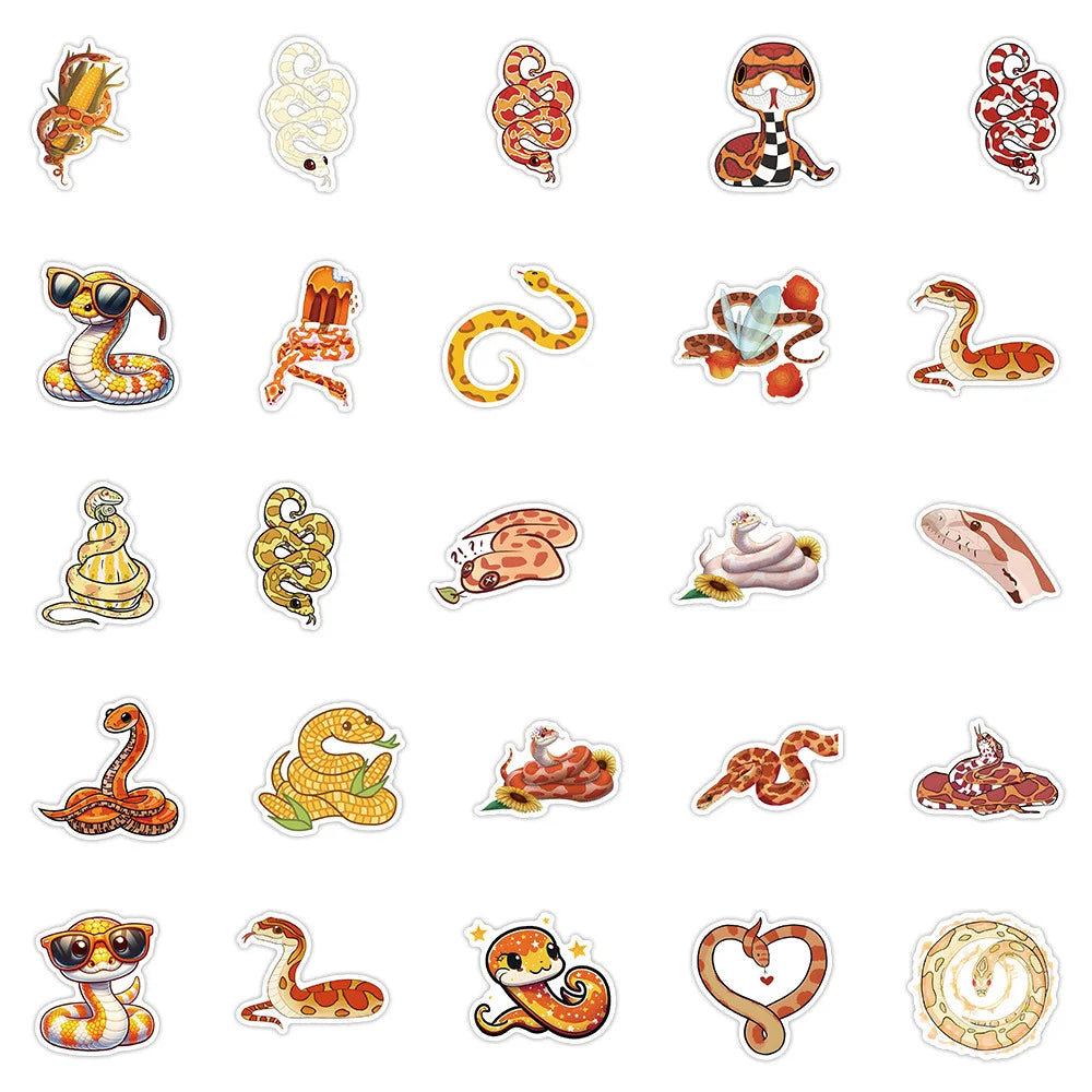 10/30/54PCS Snake Cartoon Stickers Funny Animal Graffiti DIY Toy Luggage Laptop Phone Guitar Bike Skateboard Decals Decoration (Online Order Only)