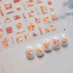 Shiny Colorful Color Block Fragment Square Fragment Grid Rhombus 3D Self Adhesive Nail Art Stickers Rhinestone Manicure Decals (Online Order Only)