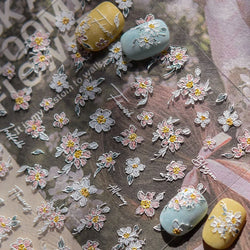 Colourful Daisy Pink Coreopsis Cosmos Persian Chrysanthemum Flower Garden Adhesive Nail Art Decoration Stickers Manicure Decals (ONLINE ORDER ONLY)